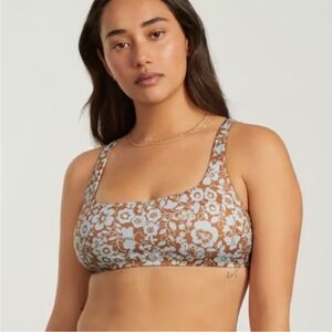 Everlane ReNew The Square Neck Bikini Top Swimwear Floral‎ Pearl XS NWT